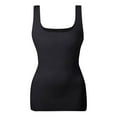 thumbnail image 4 of Women's SolideTank Tops Soft Square Neck Slim Fitted Vest Tummy Control Shapewear Black 2XL, 4 of 4