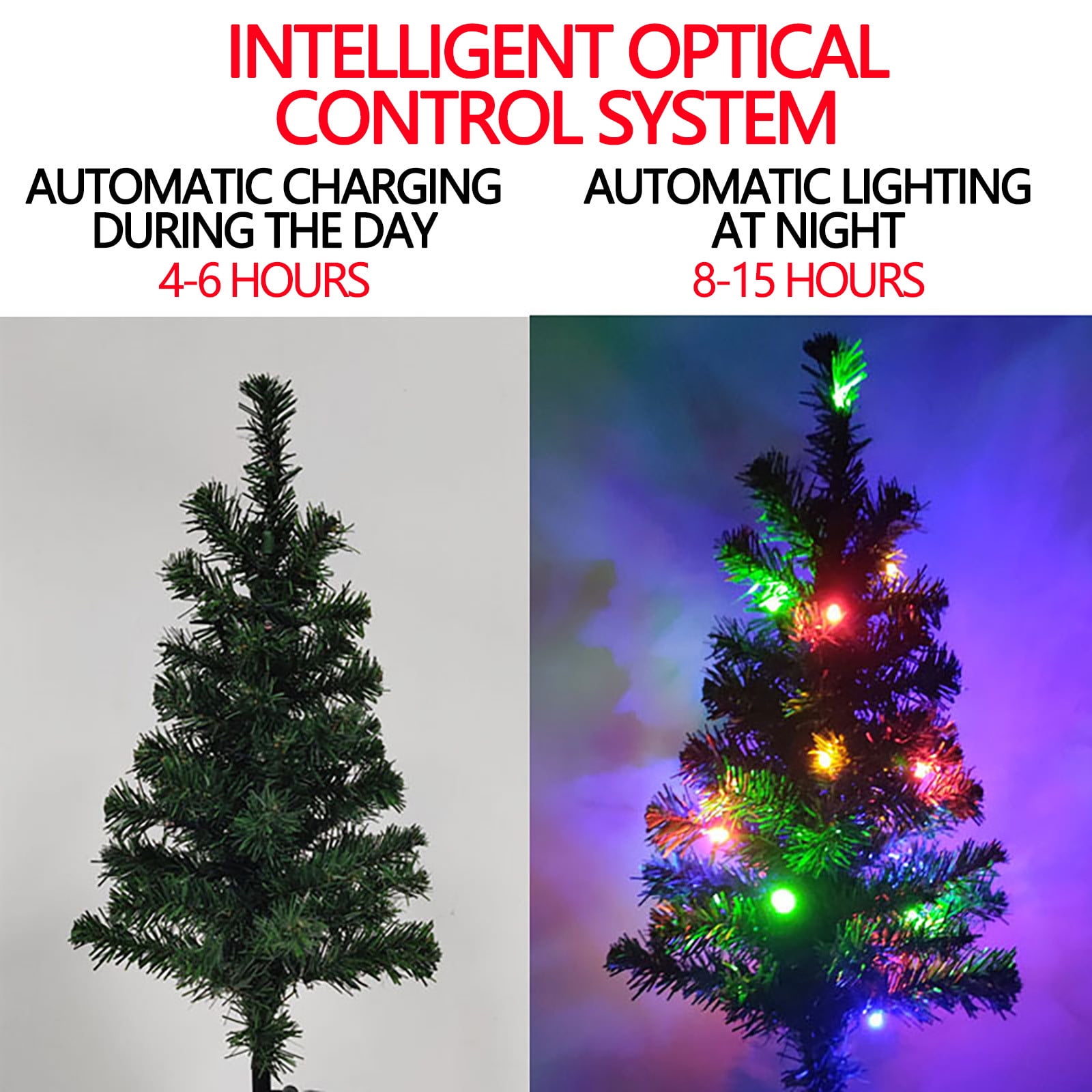 Bxaolu Solar Christmas Tree Garden Stake Lights - Waterproof Christmas Decorations Tree Lights - Outdoor Xmas Tree Light Christmas Décor Pathway Lights Patio Yard (29.5", 2Pack)