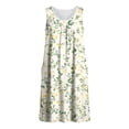 thumbnail image 3 of Oksale Henley Neck Pajama Dress for Women Cute Floral Mini House Dress Cozy Sleeveless Cotton Nightgowns with Pockets Multicolor L, 3 of 9