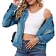 thumbnail image 1 of Chaqueta Vaquera Básica de Larga, Ajustada, Elástica y con Botones para Mujer Azul XL, 1 of 7