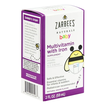 Zarbeeâs Naturals Baby, Multivitamin with Iron Supplement, 2.0 Fl (Best Toddler Vitamins With Iron)