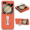 thumbnail image 1 of Ring Holder Case Compatible with Samsung Galaxy Z Flip 5 Case, Slim Thin Solid Sturdy Hard PC All-Inclusive Anti-Drop Built-in Screen Protector Case for Samsung Galaxy Z Filp 5 5G 2023, Orange, 1 of 9