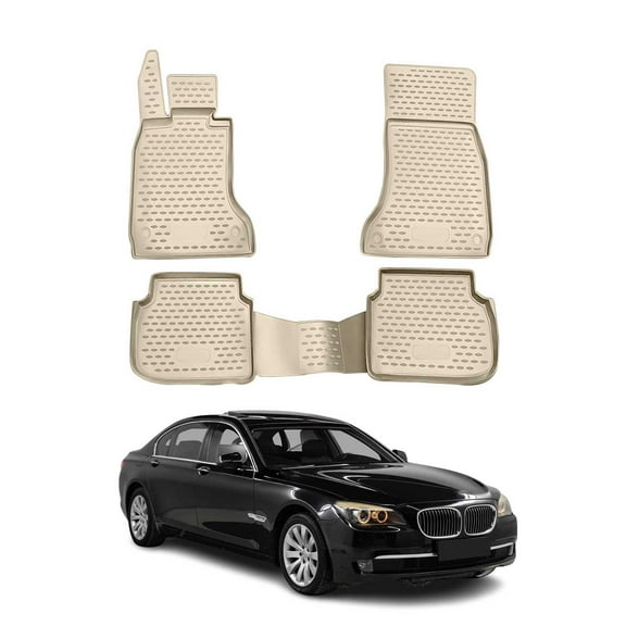 OMAC Floor Mats Liner for BMW 7 Series F02 Short 2008-15 Rubber TPE Beige 4Pcs