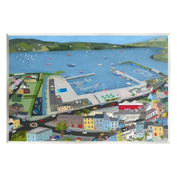 Stupell Industries Ocean Docks Suburb Streets Graphic Art Unframed Art Print Wall Art, Design by Carla Daly
