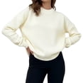 thumbnail image 2 of Women'S Knit Warm Sweaters Crew-Neck Warm Pullovers Long-Sleeve Solid Casual Base Layer Tops Color S, 2 of 6
