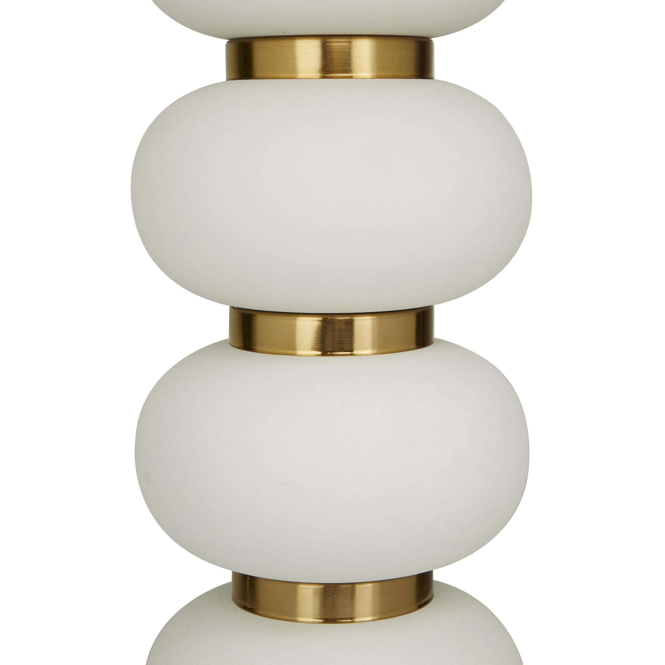 CosmoLiving by Cosmopolitan 28" Orbs Style Base White Table Lamp with Cream Linen Shade