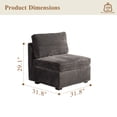 thumbnail image 5 of Ovios 32" Armless Seat Module for Modular Sectional Sofa Plush Corduroy Upholstery Cloud Middle Armless Chair with Pillow for Living Room, Bedroom, Gray, 5 of 10