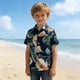 thumbnail image 1 of Conjuntos de solapa de manga corta para niños pequeños, moda para niños, blusa de manga corta, pantalones cortos con flores, camisa hawaiana de playa para ocio, camisa para niños, 1 of 9