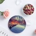 thumbnail image 4 of POGLIP Tropical Ocean Sunset Scenery Set of 6 Round Coaster for Drinks, Absorbent Ceramic Stone Coasters Cup Mat with Cork Base for Home Kitchen Room Coffee Table Bar Decor, 4 of 5