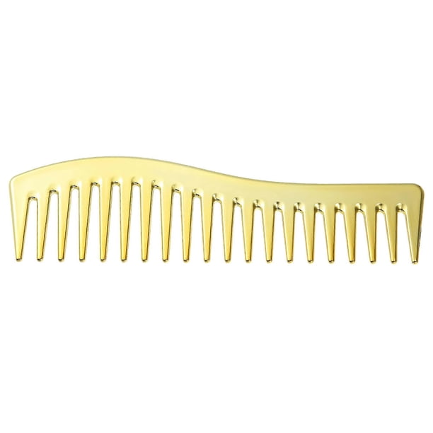 Peine de dientes anchos para cabello húmedo y seco, peine desenredante para cabello grueso o rizado, tono dorado.