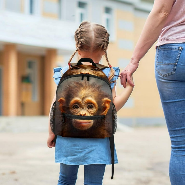 Monkey Cute Adjustable Shoulder Strap Backpack with Large