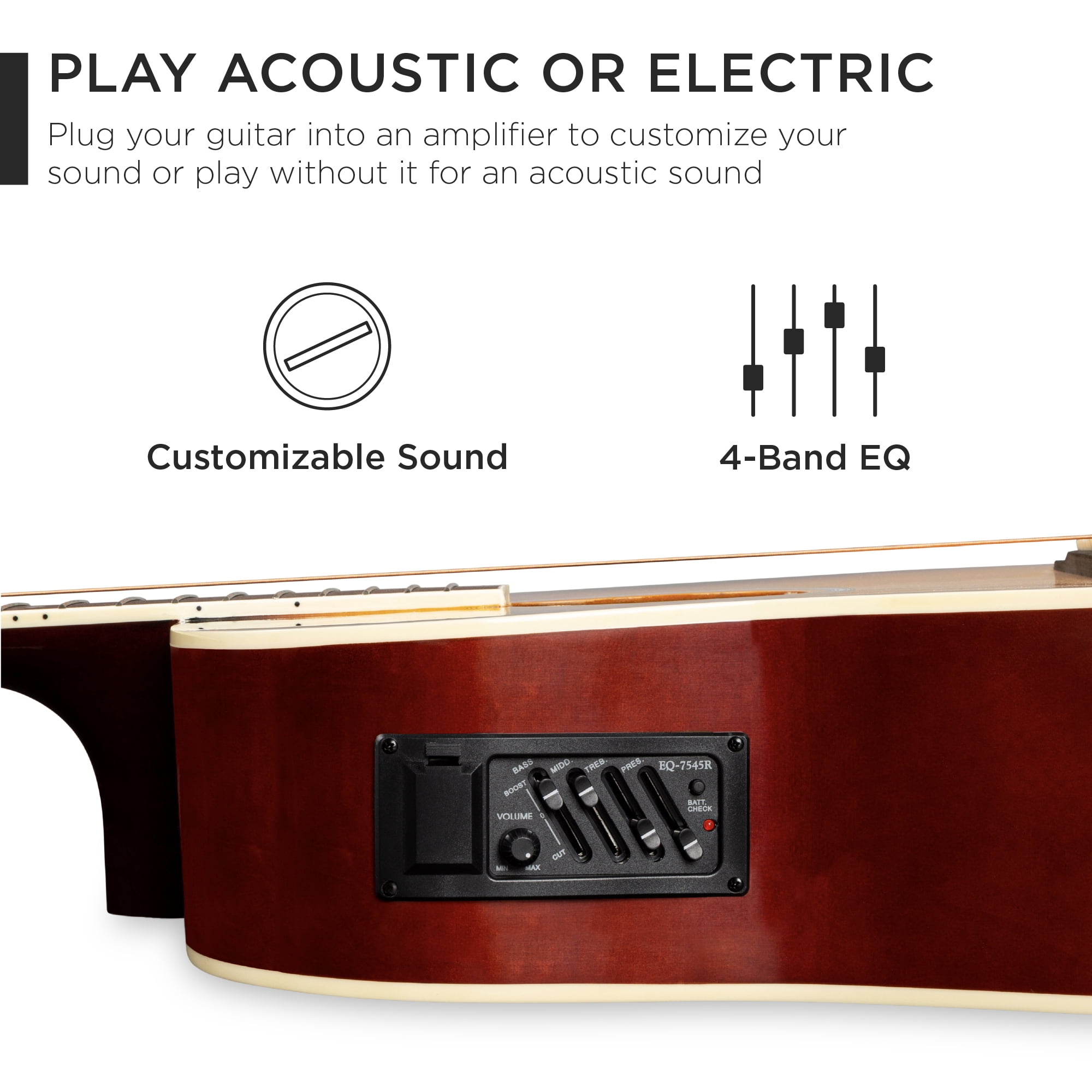 Best Choice Products Beginner Acoustic Electric Guitar Starter Set 41in w/ All Wood Cutaway Design, Case -  Sunburst