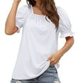 thumbnail image 6 of Women's Casual Solid Color Square Neck Short Sleeve Blouse, Ruffle Sleeve T-Shirt Top, Stylish and Comfortable Square Neck Shirt, Trendy Short Sleeve Blouse for Daily Wear, Casual Summer Top, 6 of 8