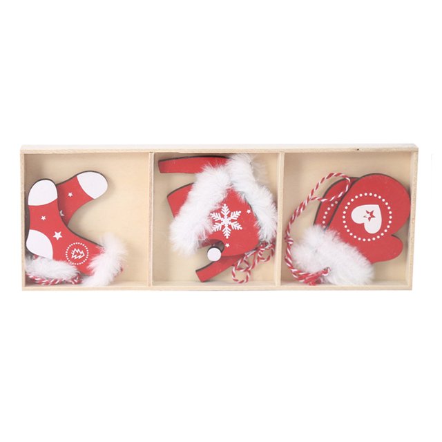 Toystoory 1 Juego de guantes colgantes de de Navidad, letrero de sombrero, adornos colgantes de puerta de árbol de Navidad de felpa blanca con Kits de decoración para fiestas Rojo Toystoory HA070070-01
