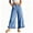 Blue, variant on Women Ruffle Patchwork Wide Leg Casual Denim Pants Ankle Jeans