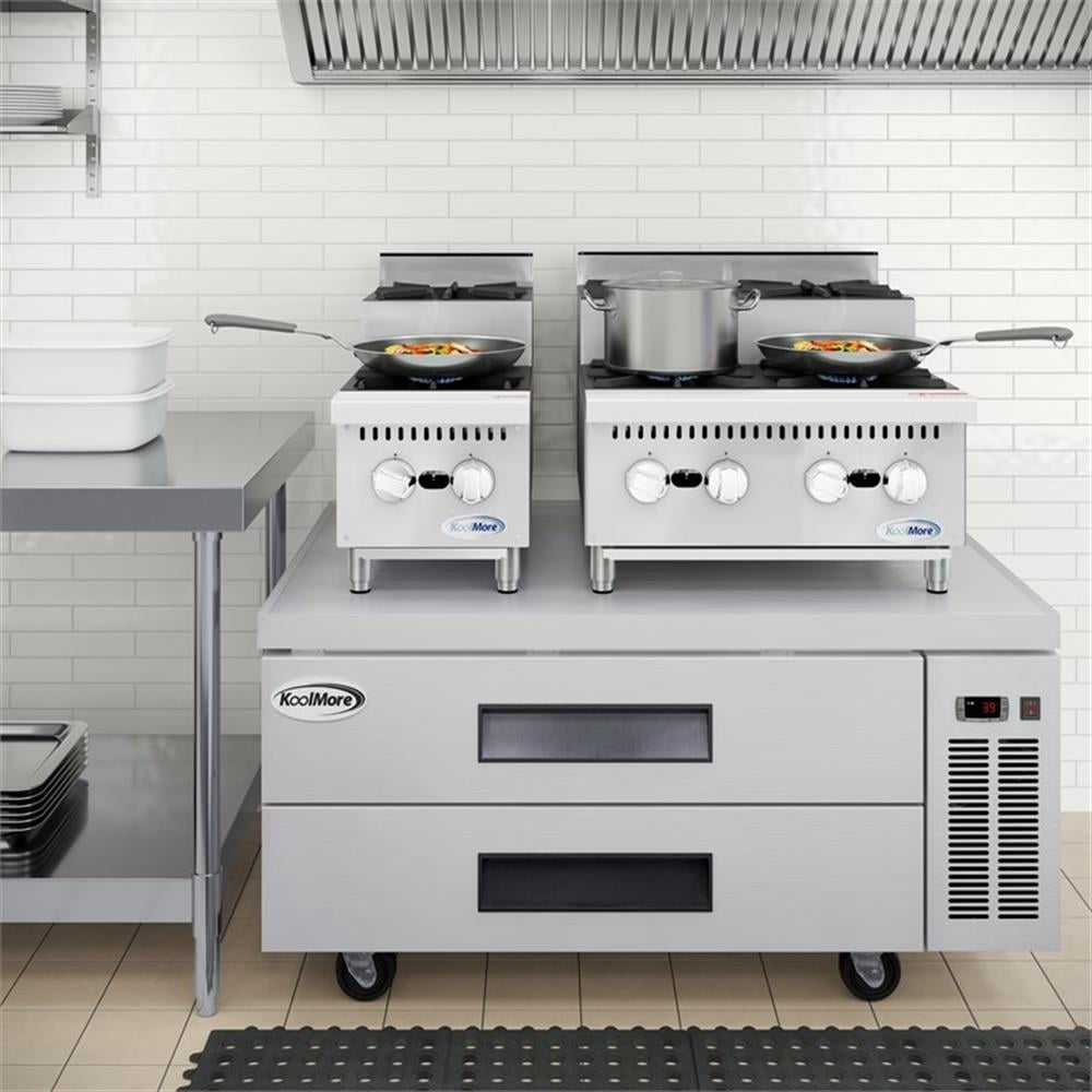 Pemberly Row Steel 24" Commercial Four-Burner Step Up Range 104000 BTUs