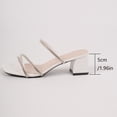 thumbnail image 5 of Gpaecead Women's Rhinestone Fine Strap Chunky Heel Slides Open Toe Sparkling Dressy Summer Party Shoes, B-White, 5 of 8