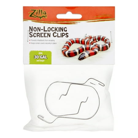 Terrarium Lock - Zilla Fresh Air Non-Locking Terrarium Screen Clips, Large, Black