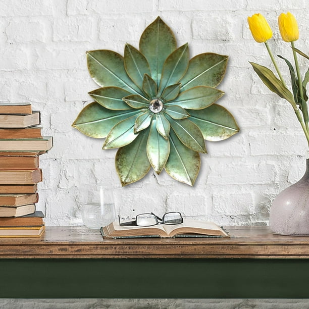 Stratton Home Decor Green Embellished Flower Wall Decor