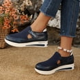 thumbnail image 6 of CHWshoes Shoes For Women Sneakers Slip Ons Canvas Shoes Fashion Casual Summer Low Top Platform Walking Flats Loafers，Blue Size 41, 6 of 8