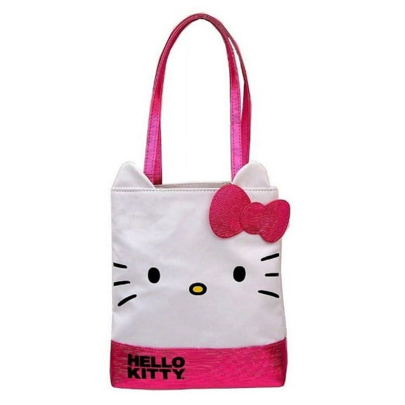 Hello Kitty "cute As Ever"  Pink Metallic Bow Passport Crossbody Die Cut Tote Bag