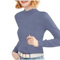 thumbnail image 3 of Scyoekwg Womens Long Sleeve Tops Crew Neck Bottoming Shirt Lightweight Loose Fall Tops Dressy Casual Blouses Trendy Solid Color Pullover (Blue,L), 3 of 4