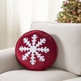 thumbnail image 3 of (2 pack) Holiday Time 16" x 16" Red Snowflake Round Velvet Decorative Pillow, 3 of 6