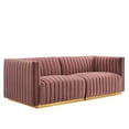 thumbnail image 2 of Modway Conjure Channel Tufted Performance Velvet Loveseat in Gold Dusty Rose, 2 of 10
