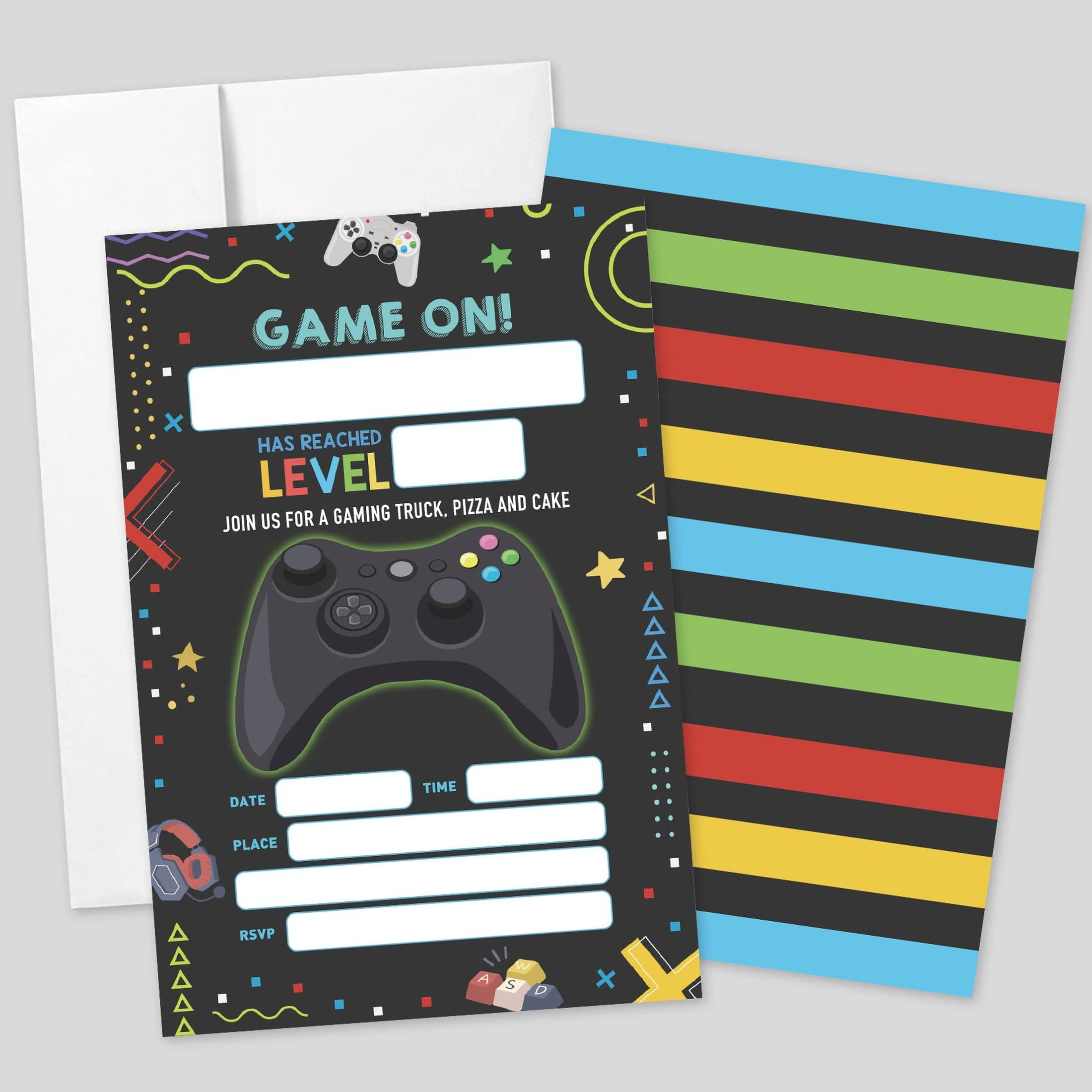 Epic Gamer Sleepover Invitations for Boys - 20 Pack of 4