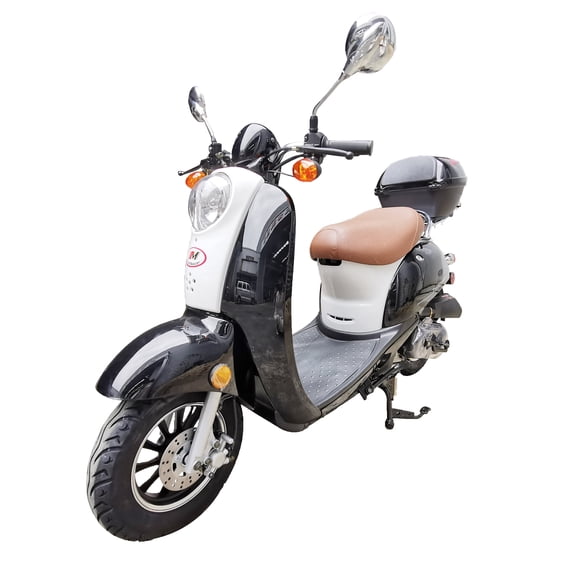 TrailMaster Milano 50N Gas Powered Scooter, 49cc 4-Stroke Engine, Electric/Kick Start, Max Speed 30 MPH, (Pre-Assembled, Black)