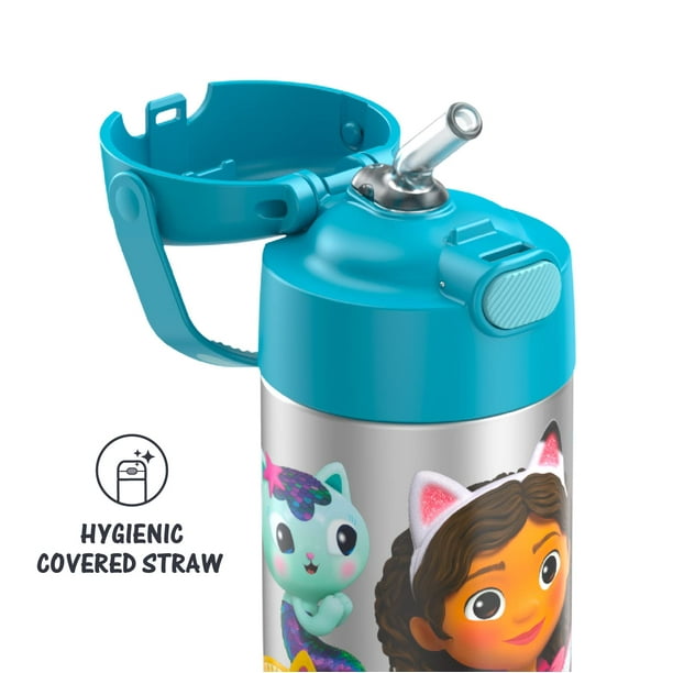 THERMOS FUNTAINER 12 Ounce Stainless Steel Vacuum Insulated Kids Straw  Bottle, Gabby's Dollhouse 