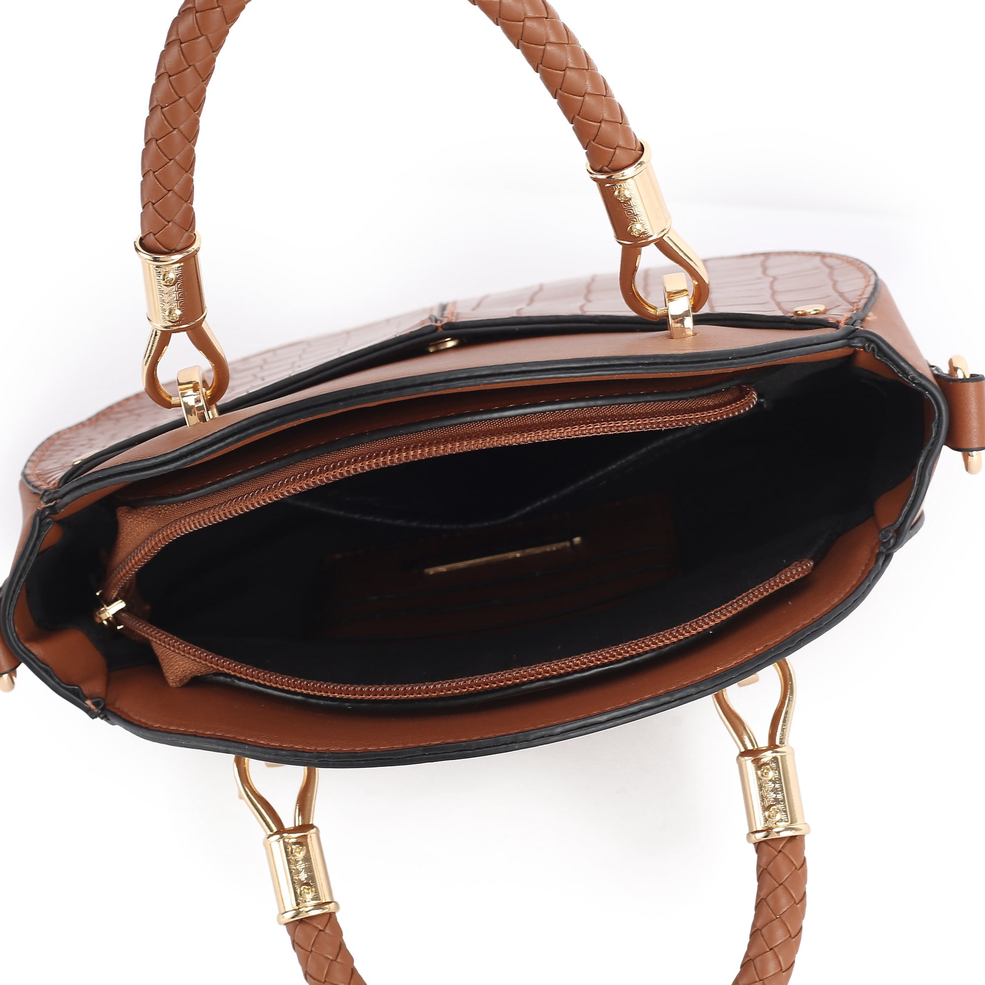 MKF Collection Nobella Croco Women’s Crossbody Vegan Leather Functional and Trendy Handbag by Mia K. - Taupe