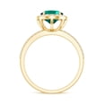 thumbnail image 2 of Rosec Jewels Classic Created Emerald Ring with Diamond Halo for Women (AAAA Quality), 14K Yellow Gold, US 8.50, 2 of 8