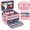 Pink, variant on Acrylic Paint Organizer Bag with Adjustable Dividers, Portable Art Supply Storage Case with 12-Slot Brush Holder and Clear Zipper Pocket(Pink)