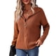 thumbnail image 1 of Chaqueta de suéter de punto Cuello vuelto Color puro Cremallera Hombro caído Suéter de punto de mujer para citas, 1 of 6