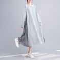 thumbnail image 4 of Vestido Irfora Vestido suelto para mujer, vestido de sudadera, manga larga, cuello redondo a cuadros, vestido informal de gran tamaño para vacaciones Irfora Vestido, 4 of 5
