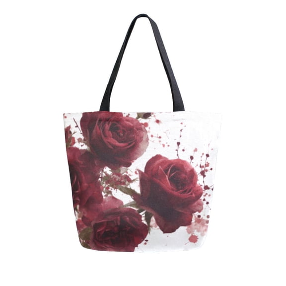 DIXRUYEE Tote Bag Women Weekender Travel Bag Shoulder Handbag Blood-red Roses with Splatter Printed