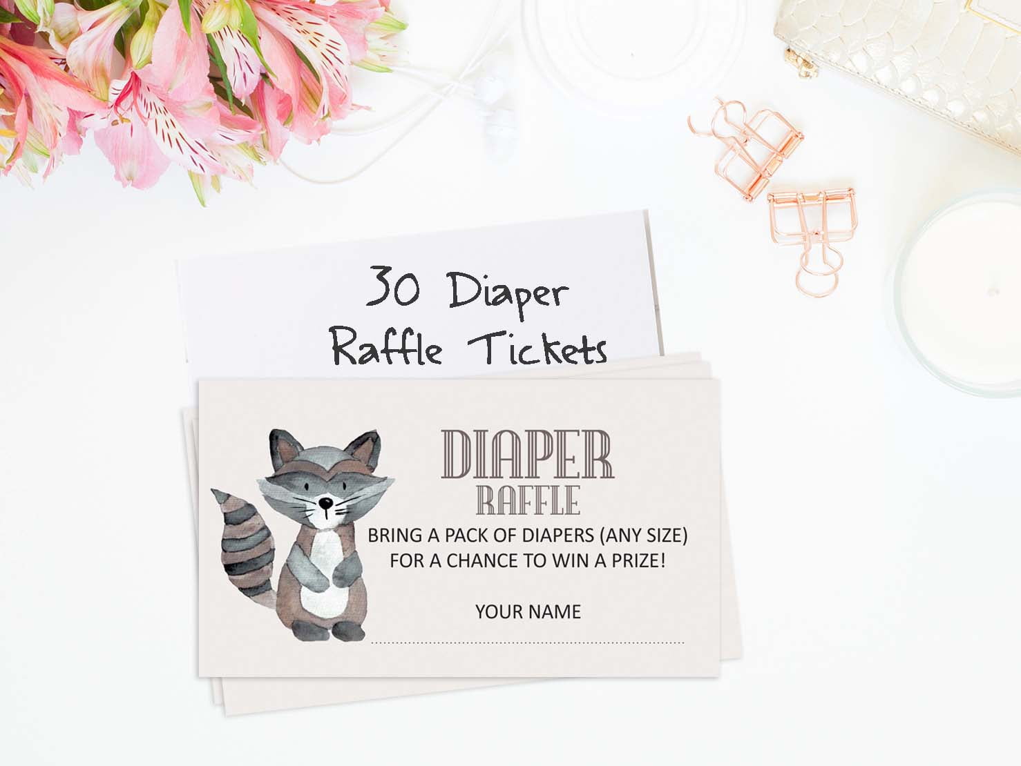 Inkdotpot 30Baby ShowerDiaper Raffle Ticket Lottery Insert Cards Supplies Games For Baby Shower Party Jungle Animals Bring A Pack Of Diapers To Win Favors Gifts And Prizes