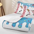 thumbnail image 4 of Erosebridal Baseball Sport Twin Quilt Set,Blue Ice Cream Drip Twin Coverlet Set For Boys Kids,2 Pieces, 4 of 7