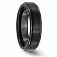 thumbnail image 4 of Black Ceramic Ring Band Wedding Ridged Standard Edge 6mm Brushed and Polished, 4 of 6