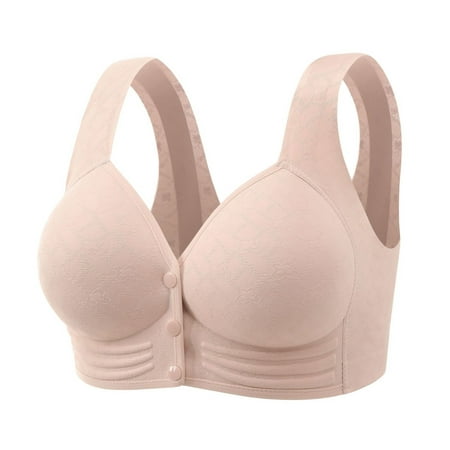 Sentmoon Front Closure Bras for Women Plus Size No Underwire Women Sports Bras Comfort with Snaps Anti-Sagging Seamless Push up Bra Womens Stylish for Dating Outfits Pink 40