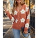 thumbnail image 5 of Cárdigan de Punto para Mujer con Estampado Floral, Larga, Abierto por Delante, con Botones y Cuello en V Naranja-Rojo XL, 5 of 7