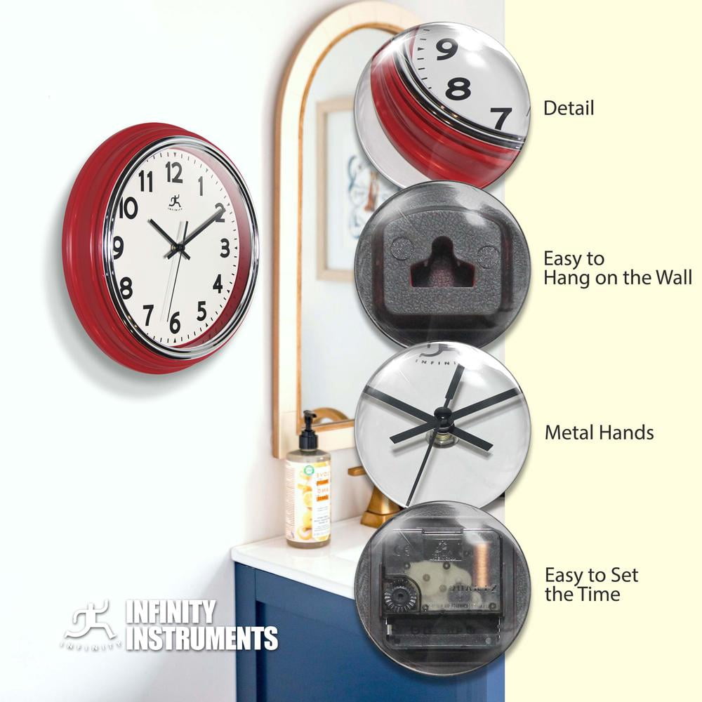 Infinity Instruments Gas Station Classic 12" Wall Clock - Red