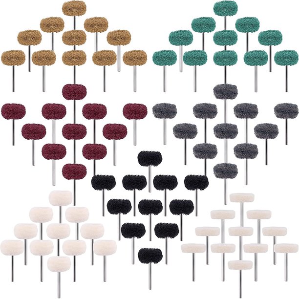 Muyoka 77 ruedas abrasivas, rueda de pulido abrasiva de 1 pulgada con vástago de 1/8 pulgadas, rueda de pulido resistente al desgaste, surtido de accesorios de herramientas rotativas para desbarbar, p Muyoka Hogar