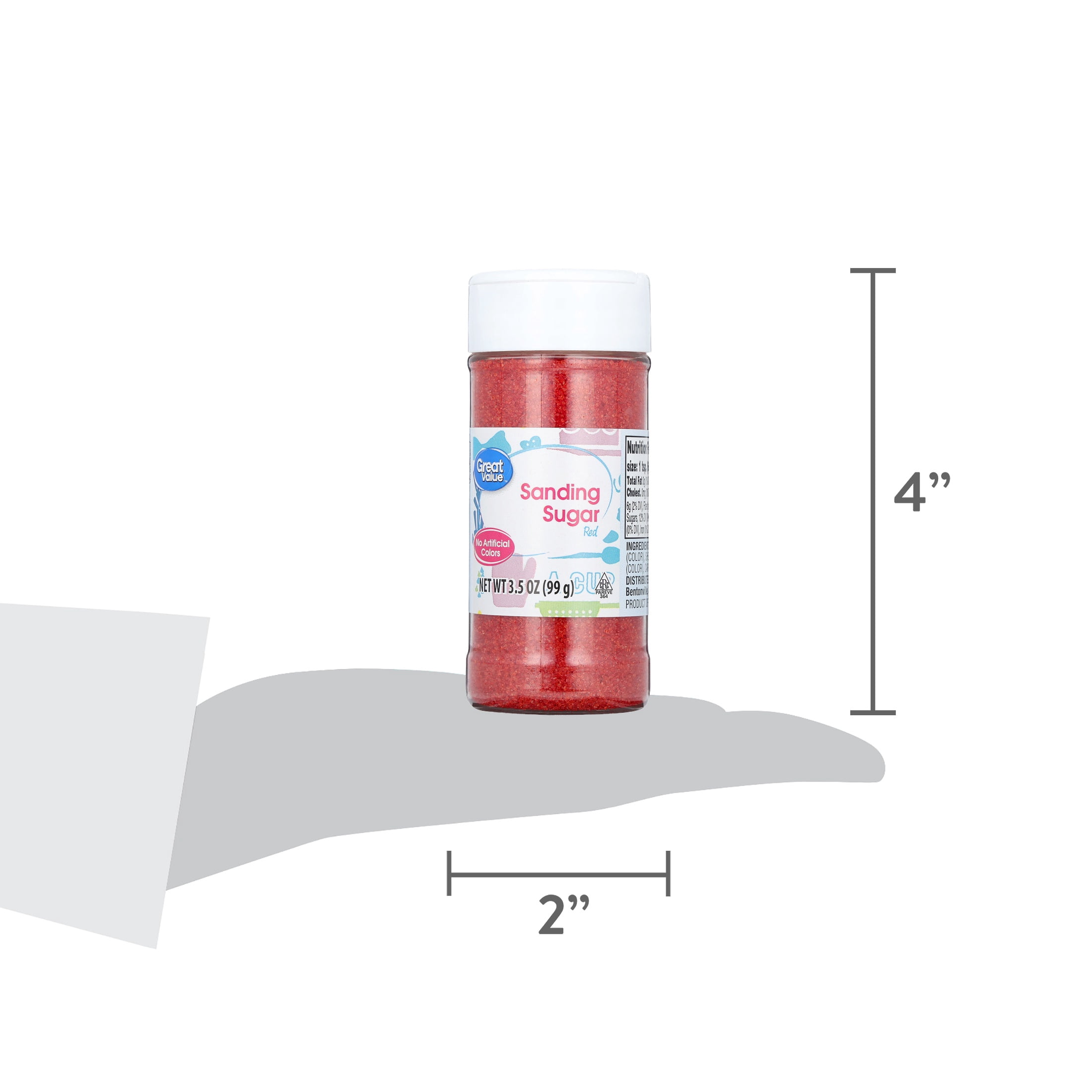 Great Value Sanding Sugar, Red, 3.5 oz