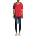 thumbnail image 2 of Time and Tru Women's Short Sleeve V-Neck Tunic T-Shirt, 2 of 5