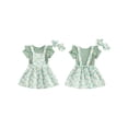 thumbnail image 3 of Aojekbee 3Pcs Baby Girls Summer Outfits Short Sleeve Romper + Daisy Suspender Skirt + Headband Set Newborn Clothes, 3 of 10