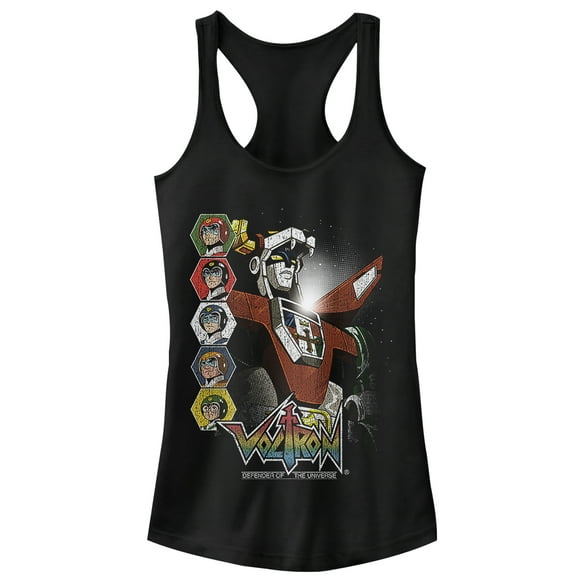 Junior's Voltron: Defender of the Universe Character Panels  Racerback Tank Top Black 2X Large