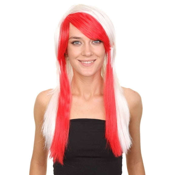 HPO | Adult Women's Japanese Anime Red White Two Toned Wig | Breathable Capless Cap