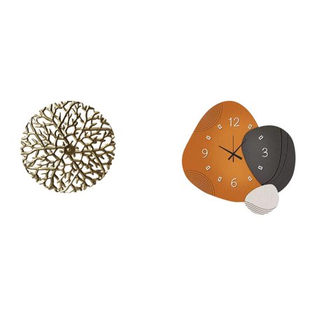 Wall Hanging Sculpture Decorative Clock Art Metal Wall Decor Wrought Iron Material for Living Room Bedroom Office